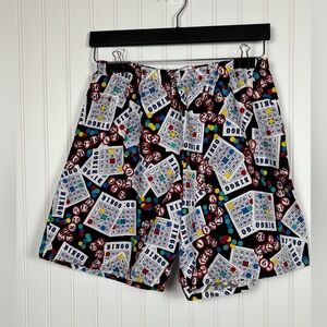 BINGO Men's Unisex Shorts Handmade Pull On Elastic Waist Pockets Medium
